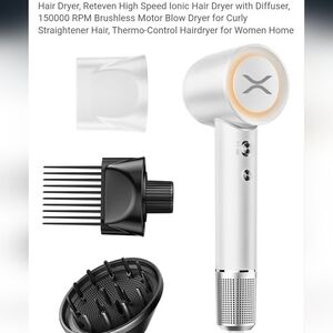 White Ionic Hair Dryer with Attachments